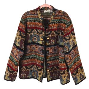 Flashback Vintage Multicolor Tapestry Buttoned Down Jacket